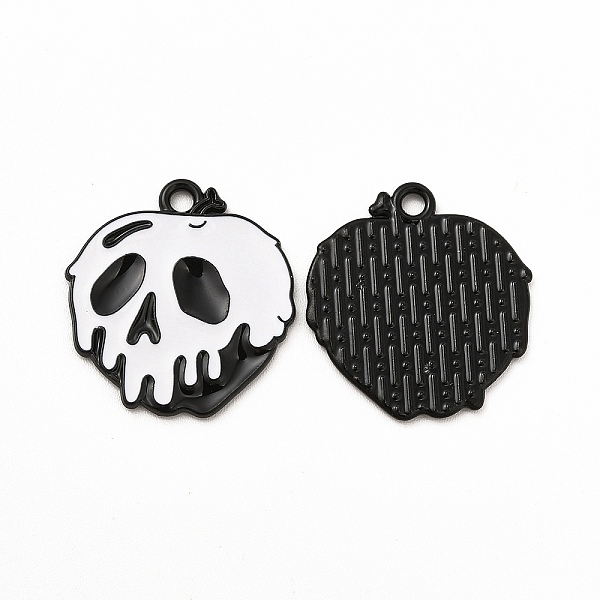 

PandaHall Rack Plating Alloy Enamel Pendants, Cadmium Free & Nickel Free & Lead Free, Halloween Theme, Apple Skull Charm, Electrophoresis..., White