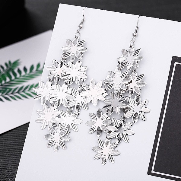 

PandaHall Metal Tassel Dangle Earrings, Leaf Alloy