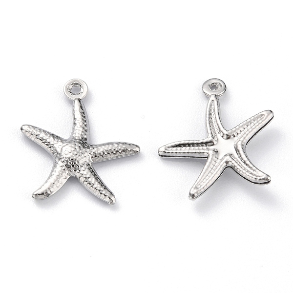 

PandaHall Brass Pendants, Long-Lasting Plated, Starfish, Platinum, 17.5x15.5x2.5mm, Hole: 1mm Brass Starfish
