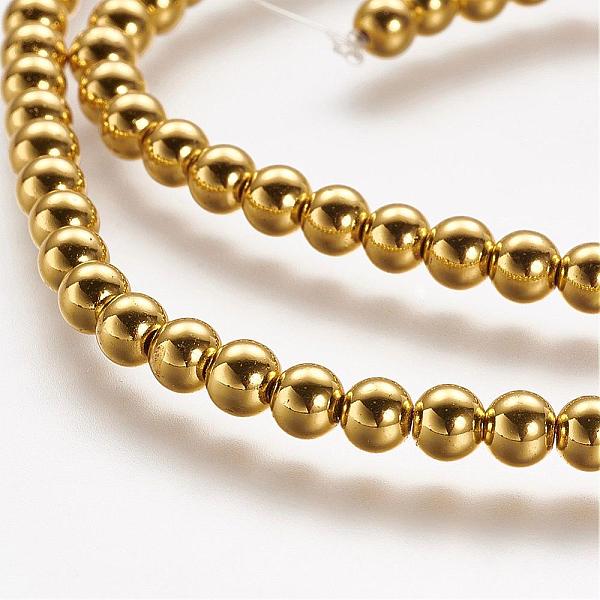 

PandaHall Non-magnetic Synthetic Hematite Bead Strands, Grade A, Round, Golden Plated, 4.5mm, Hole: 1mm, about 98pcs/strand, 15.7 inch...