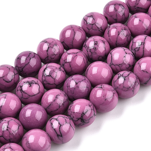 PandaHall Dyed Synthetic Turquoise Gemstone Bead Strands, Round, Old Rose, 8mm, Hole: 1mm, about 50pcs/strand, 15.7 inch Synthetic Turquoise...