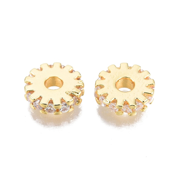 

PandaHall Brass Pave Cubic Zirconia Beads, Nickel Free, Real 18K Gold Plated, Flat Round, Clear, 8x2mm, Hole: 2mm Brass+Cubic Zirconia Flat...