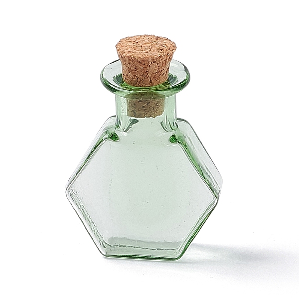 

PandaHall Hexagon Dollhouse Miniature Glass Cork Bottles Ornament, Glass Empty Wishing Bottles for Doll House Decoration, Lime Green, 3cm...
