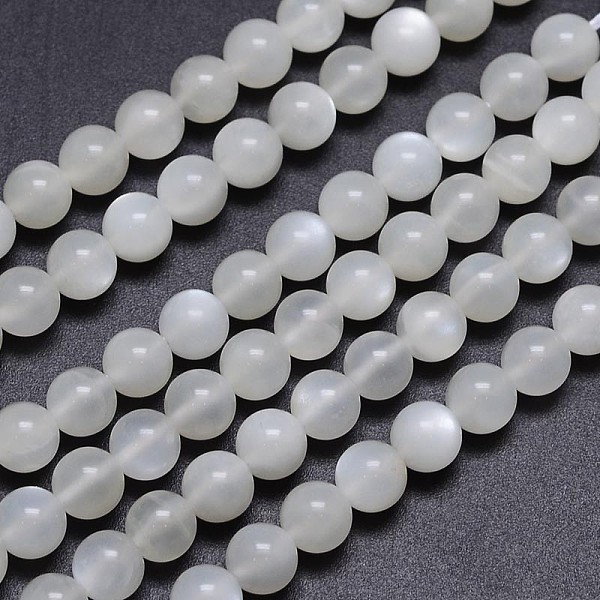 

PandaHall Natural White Moonstone Round Bead Strands, Grade AA, 6mm, Hole: 1mm, about 62~66pcs/strand, 15.5 inch White Moonstone Round