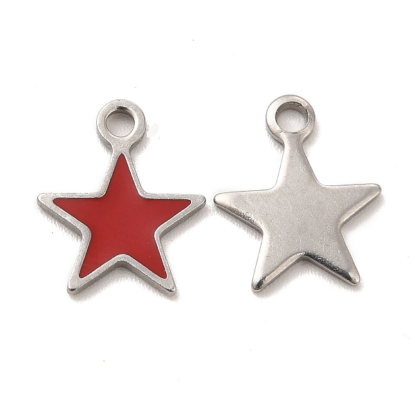 

PandaHall 304 Stainless Steel Enamel Pendants, Star Charm, Stainless Steel Color, 12x10x1mm, Hole: 1.6mm Stainless Steel+Enamel Star