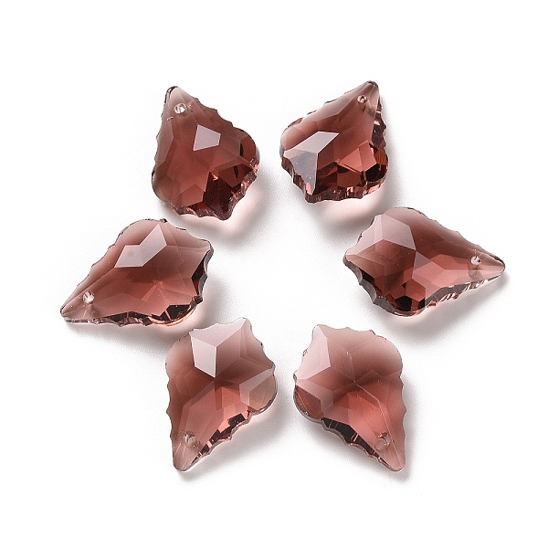 

PandaHall Faceted Glass Pendants, Leaf, Sienna, 22x15.5x8.5mm, Hole: 1mm Glass Leaf Brown