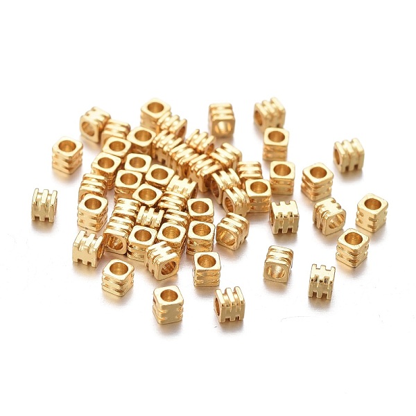 

PandaHall Brass Spacer Beads, Long-lasting Plated, Grooved Cube, Golden, 2x2x2mm, Hole: 1.2mm Brass Cube