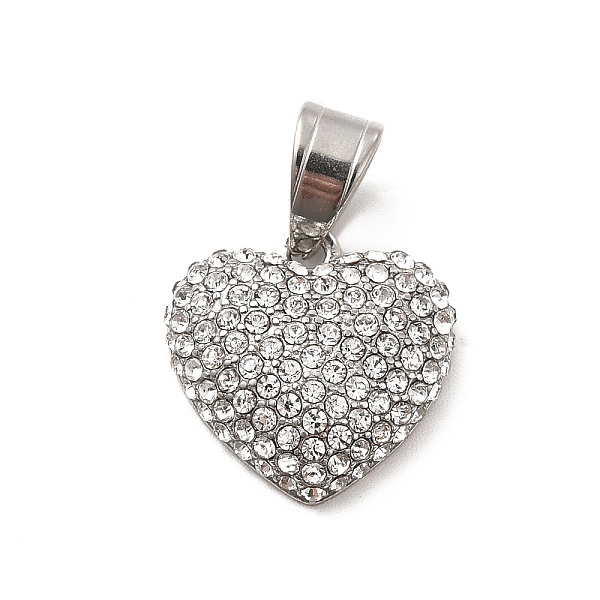 

PandaHall 304 Stainless Steel Pendants, with Crystal Rhinestone, Heart Charms, Stainless Steel Color, 18x18x5.5mm, Hole: 7.5x4.5mm Stainless..., Clear