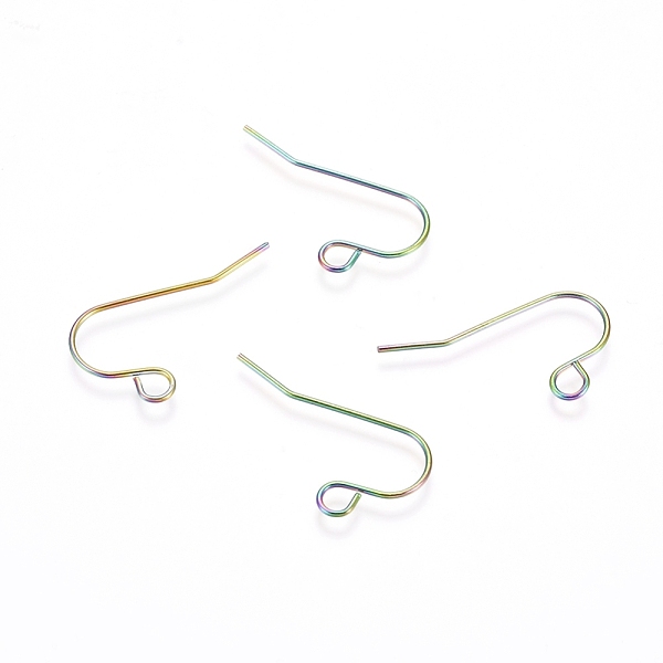 

PandaHall Ion Plating(IP) Stainless Steel Earring Hooks, with Horizontal Loop, Rainbow Color, 23x13mm, Hole: 2.5mm Stainless Steel