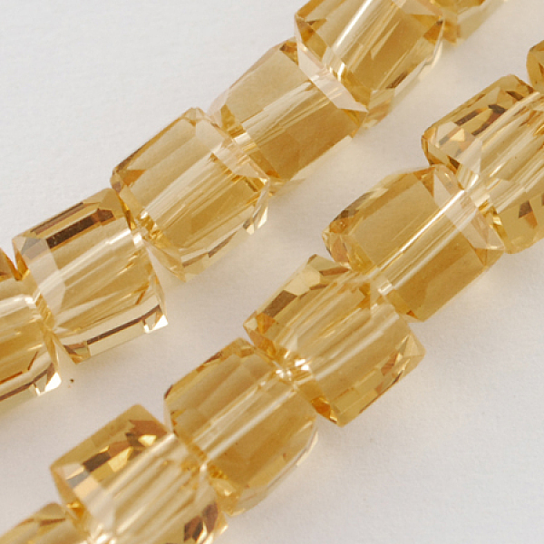 

PandaHall Glass Bead Strands, Faceted, Cube, Sandy Brown, 4~5x4~5x4~5mm, Hole: 1mm, 98~100pcs/strand, 40~43cm Glass Cube Brown