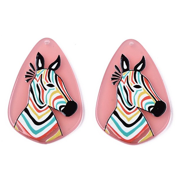 

PandaHall Translucent Cellulose Acetate(Resin) Pendants, 3D Printed, Teardrop with Zebra, Salmon, 42x28x2mm, Hole: 1.4mm Cellulose Acetate..., Red