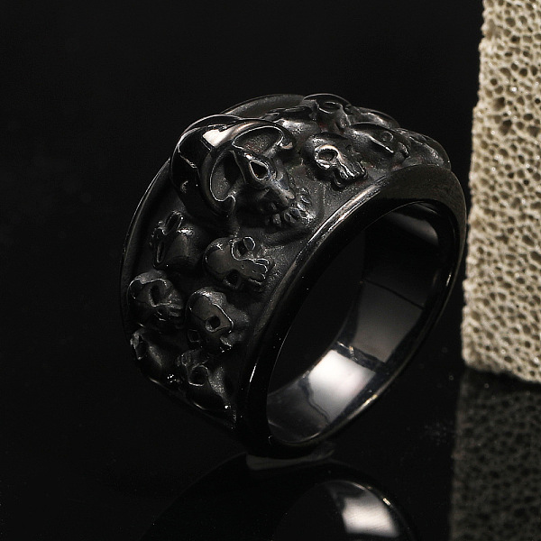 

PandaHall Titanium Steel Finger Rings, Skull, Gunmetal, US Size 10(19.8mm) Titanium Steel Skull