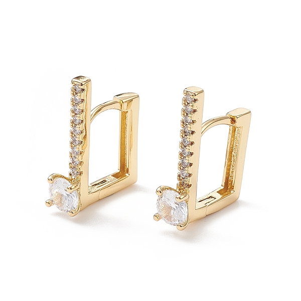 

PandaHall Cubic Zirconia Rectangle Hoop Earrings, Real 18K Gold Plated Brass Jewelry for Women, Cadmium Free & Nickel Free & Lead Free..., Clear