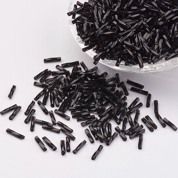 

PandaHall Glass Twisted Bugle Beads, Opaque Colours, Black, 5x2mm, Hole: 0.5mm, about 16000pcs/bag Glass Black