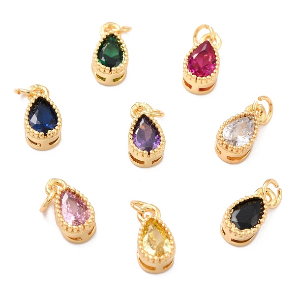 

PandaHall Real 18K Gold Plated Brass Inlaid Cubic Zirconia Charms, with Jump Ring, Long-Lasting Plated, Teardrop, Mixed Color, 9x5x4mm, Jump..., Multicolor