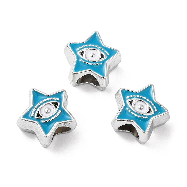 

PandaHall CCB Plastic European Beads, Large Hole Beads, Star with Evil Eyes, Deep Sky Blue, 11.5x12.5x7.5mm, Hole: 5mm Plastic Star