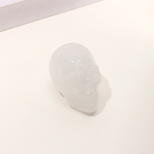 

PandaHall Natural Quartz Crystal Skull Figurine Display Decorations, Energy Stone Ornaments, 40x25x27mm Quartz Crystal Skull