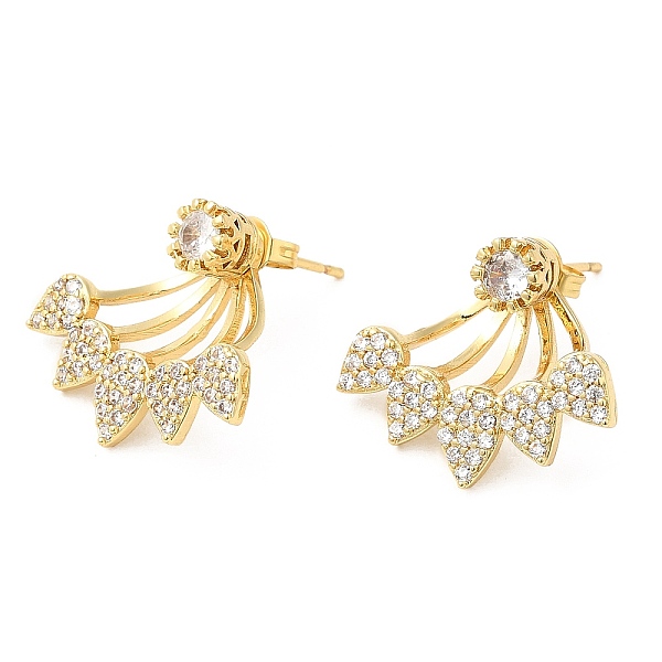 

PandaHall Cubic Zirconia Teardrop Front Back Stud Earrings, Rack Plating Brass Earrings for Women, Lead Free & Cadmium Free, Real 18K Gold..., Clear