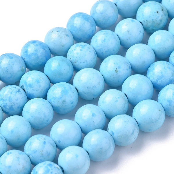 

PandaHall Assembled Synthetic Hemimorphite and Larimar Beads Strands, Dyed, Round, 8mm, Hole: 1mm, about 53 pcs/Strand, 15.94 inch(40.5 cm)..., Blue