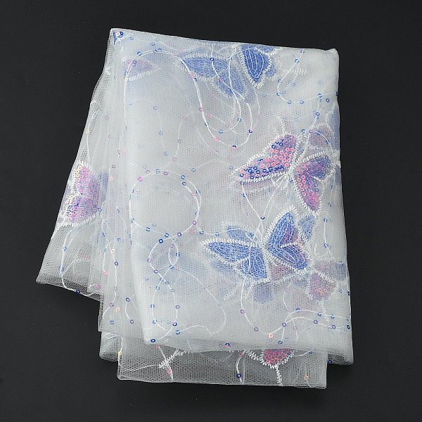 

PandaHall Butterfly Pattern Polyester Mesh Tulle Fabric, Garment Accessories, with Paillette, White, 130~150x0.02cm Polyester Butterfly...