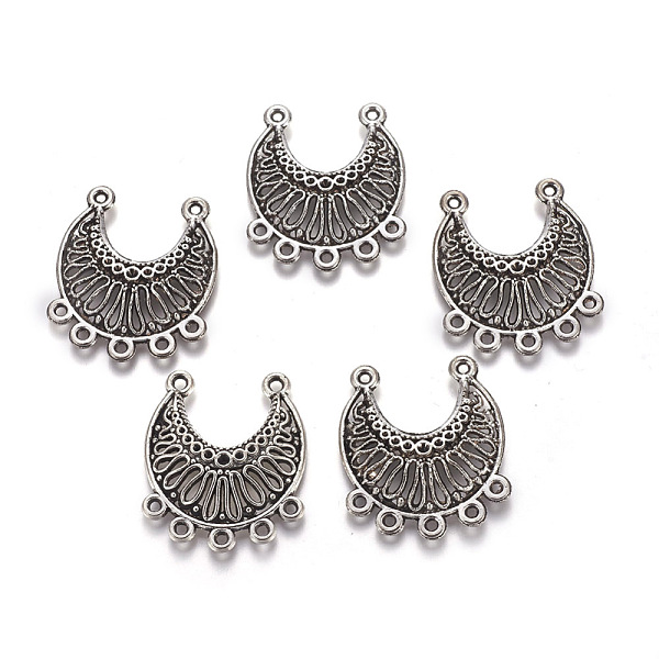 

PandaHall Tibetan Style Alloy Chandelier Components Links, Moon, Antique Silver, 27x31x4mm, Hole: 1.5mm Alloy Moon