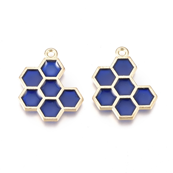 

PandaHall Alloy Pendants, with Enamel, Honeycomb, Golden, Dark Blue, 21x17x1.5mm, Hole: 1.6mm Alloy+Enamel Others Blue