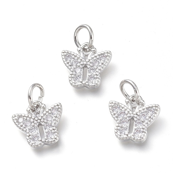

PandaHall Brass Micro Pave Clear Cubic Zirconia Pendants, with Jump Rings, Butterfly, Real Platinum Plated, 10x10x1.5mm, Hole: 3.5mm...