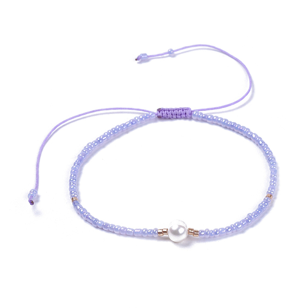 

PandaHall Adjustable Nylon Thread Braided Beads Bracelets, with Glass Seed Beads and Grade A Natural Freshwater Pearls, Lilac, 2-1/8 inch..., Purple