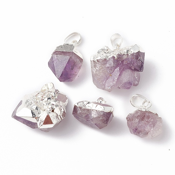

PandaHall Rough Raw Natural Amethyst Pendants, Nuggets Charms, with Brass Snap on Bails, Silver, 21~33x14~28x11~19mm, Hole: 7x5mm Amethyst...