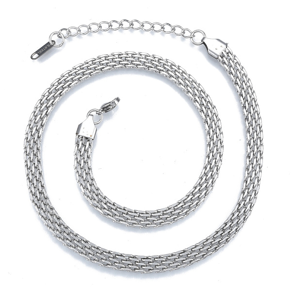 

PandaHall 304 Stainless Steel Mesh Chains Necklace for Men Women, Stainless Steel Color, 15.75 inch(40cm) 304 Stainless Steel