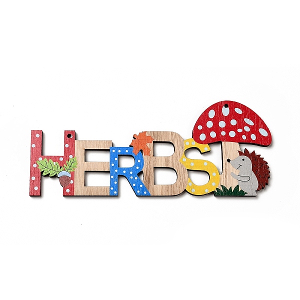 

PandaHall Single Face Printed Wood Big Pendants, Autumn Charms, Herbs, Word, 88x214x5.5mm, Hole: 4mm Wood Word