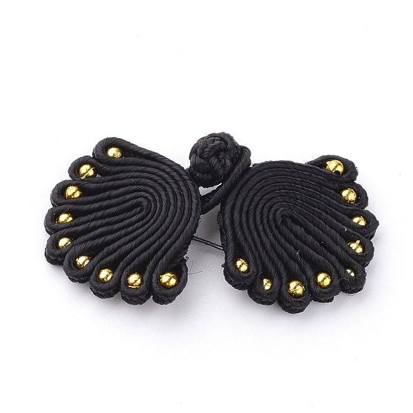 

PandaHall Handmade Chinese Frogs Knots Buttons Sets, Polyester Button, Black, 58~65x29~32x3~4mm Polyester Others Black