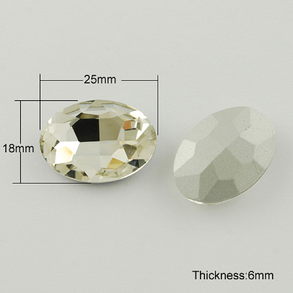 

PandaHall Glass Pointed Back Rhinestone, Back Plated, Faceted, Oval, Clear, 18x25x6mm Glass Rhinestone Oval Clear