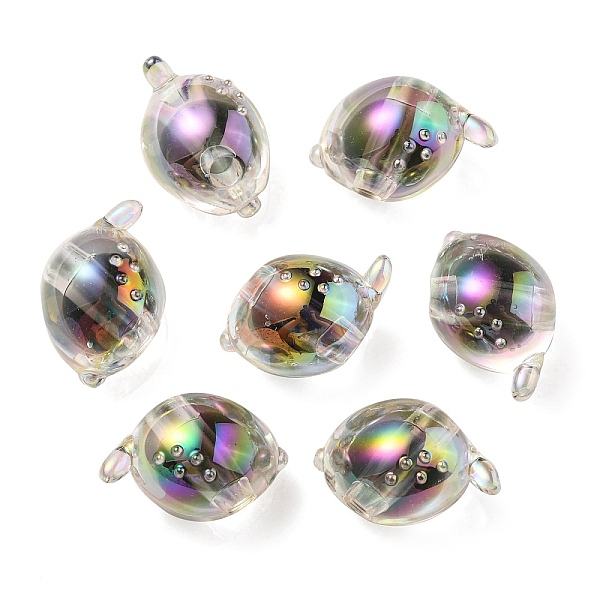 

PandaHall UV Plating Rainbow Iridescent Acrylic Beads, Two Tone Bead in Bead, Fish, Black, 15x17x15mm, Hole: 3.5mm Acrylic Fish Black