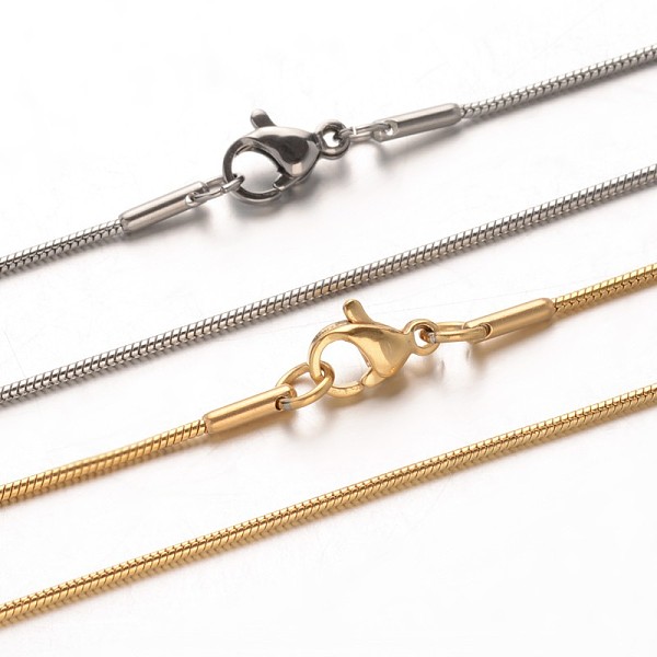 

PandaHall 304 Stainless Steel Snake Chain Necklaces, with Lobster Claw Clasps, Mixed Color, 19.7 inch(50cm), 1mm 304 Stainless Steel