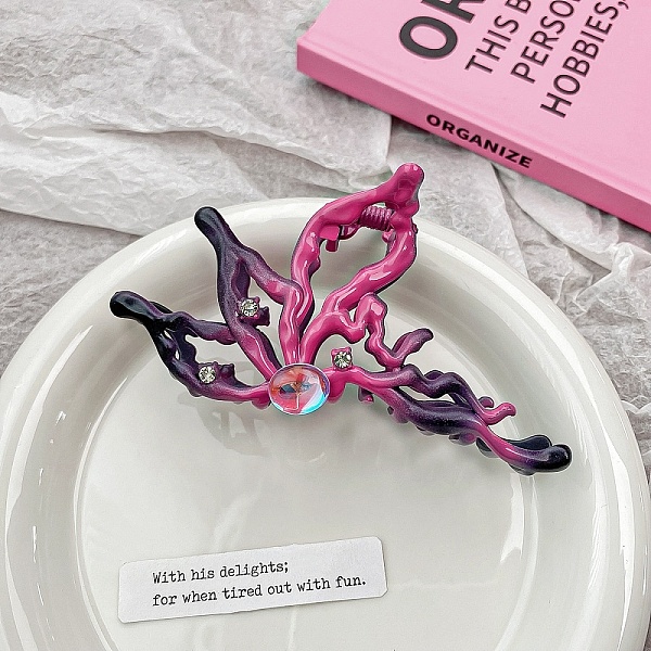

PandaHall Gradient Hollow Butterfly Alloy Rhinestone Large Claw Hair Clips, for Women Girl Thick Hair, Camellia, 55x100mm Alloy Butterfly..., Pink