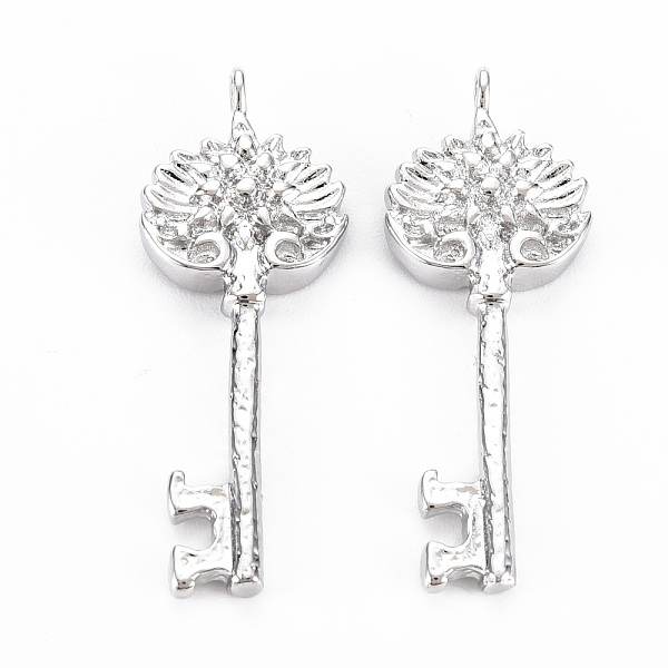

PandaHall Brass Pendants, Nickel Free, Key, Real Platinum Plated, 33x12.5x3.5mm, Hole: 1.6mm Brass Key