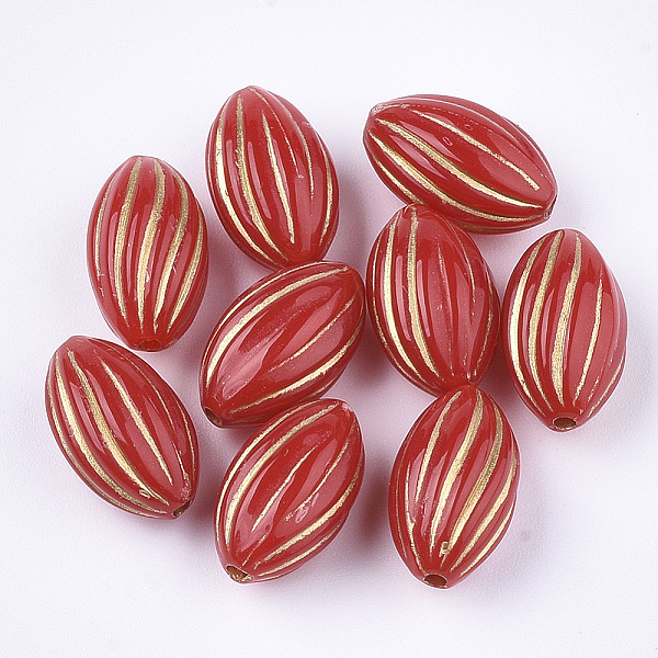 

PandaHall Oval Plating Acrylic Beads, Golden Metal Enlaced, Red, 14.5x9mm, Hole: 1.5mm Acrylic Oval Red