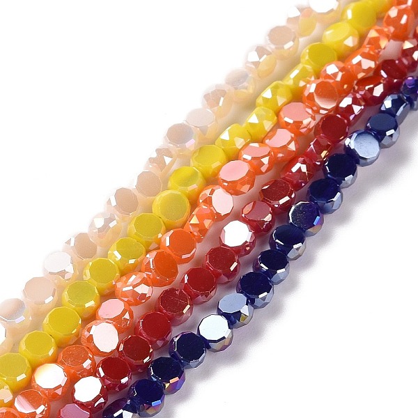 

PandaHall Electroplate Glass Beads Strands, AB Color Plated, Faceted, Flat Round, Mixed Color, 4.5x2.5~3mm, Hole: 0.8mm, about..., Multicolor