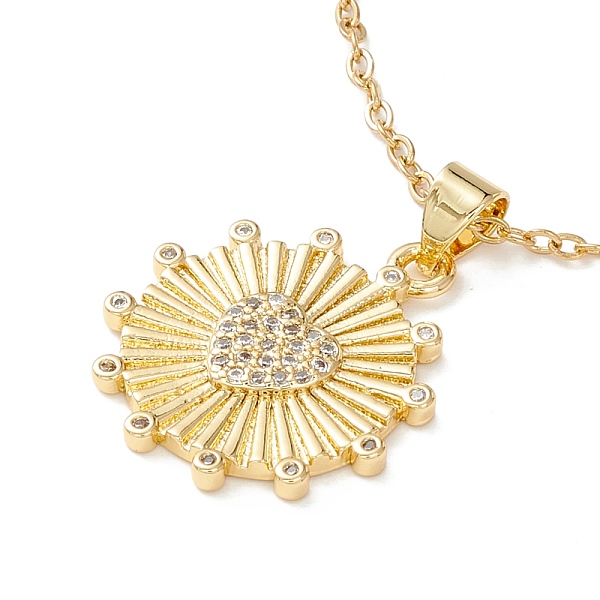 

PandaHall Clear Cubic Zirconia Sun with Heart Pendant Necklace, 304 Stainless Steel Jewelry for Women, Golden, 17.72 inch(45cm) Cubic...