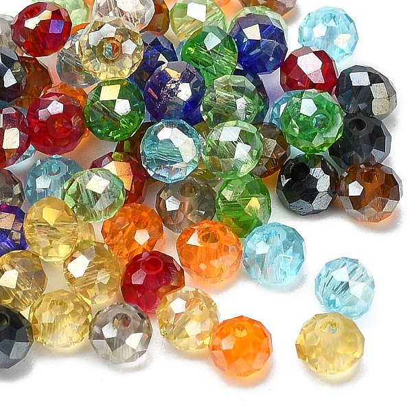 

PandaHall Electroplate Faceted Rondelle AB Color Plated Transparent Glass Beads, Mixed Color, 8x6mm, Hole: 1mm Glass Rondelle Multicolor