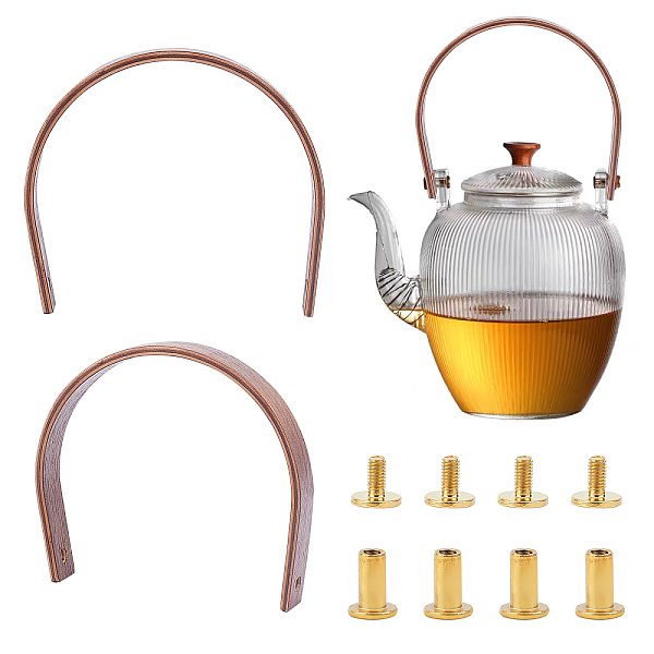2Pcs U-shape Walnut Wooden Teapot Handle
