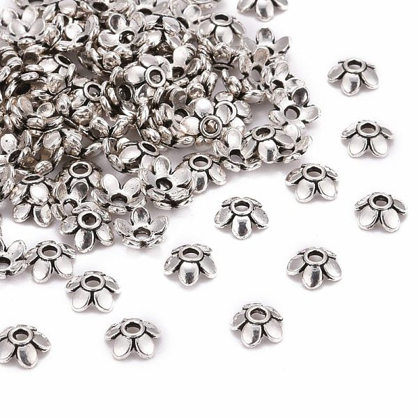

PandaHall Antique Silver Plated Tibetan Silver 5-Petal Flower Bead Caps, Lead Free & Cadmium Free, about 6.5mm long, 6.5mm wide, 2mm thick...