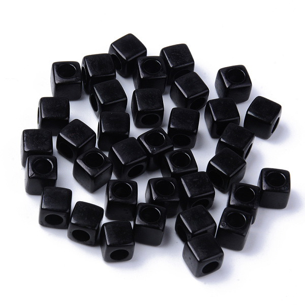 

PandaHall Acrylic European Beads, Large Hole Beads, Cube, Black, 7x7x7mm, Hole: 4mm Acrylic Cube Black