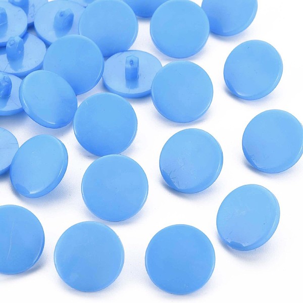 PandaHall 1-Hole Plastic Buttons, Flat Round, Cornflower Blue, 18x8mm, Hole: 2.5mm Plastic Flat Round