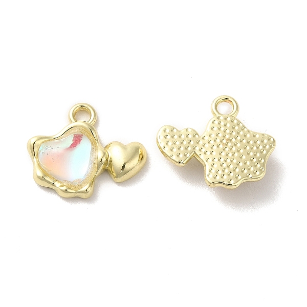 

PandaHall Alloy Pendant, with Glass, Lead Free & Cadmium Free, Heart Charm, Golden, 14x17x4mm, Hole: 2mm Alloy+Glass Heart Multicolor