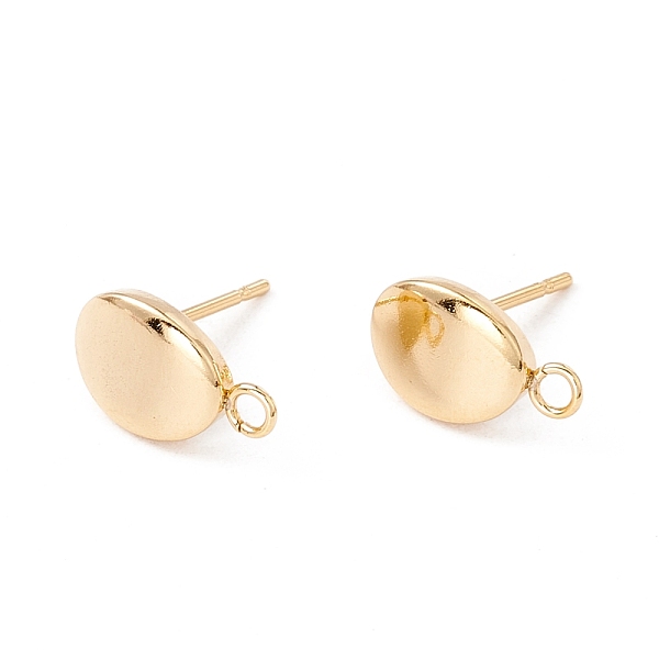 

PandaHall 201 Stainless Steel Stud Earring Findings, with 304 Stainless Steel Pins and Horizontal Loops, Oval, Light Gold, 12x7mm, Hole...