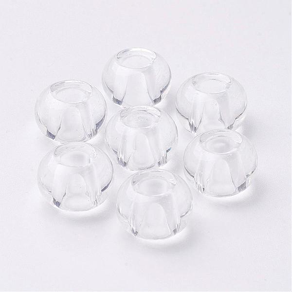 

PandaHall Glass European Beads, Large Hole Beads, Rondelle, Clear, 15x10mm, Hole: 5~6.4mm Glass Rondelle Clear