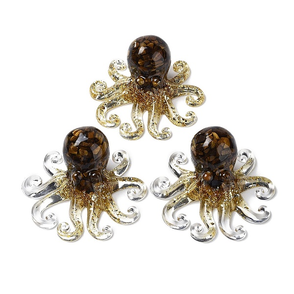 

PandaHall Octopus Resin Figurines, Reiki Gold Foil Natural Tiger Eye Chips Inside for Home Office Desk Decoration, 101x97x44mm Tiger Eye...