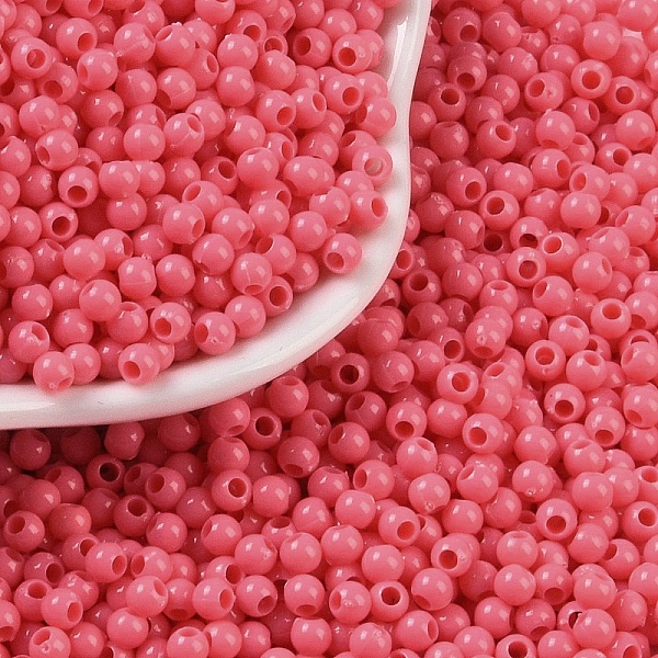 

PandaHall Opaque Acrylic Beads, Round, Cerise, 3x2.5mm, Hole: 1.2mm, about 48000pcs/500g Acrylic Round Red